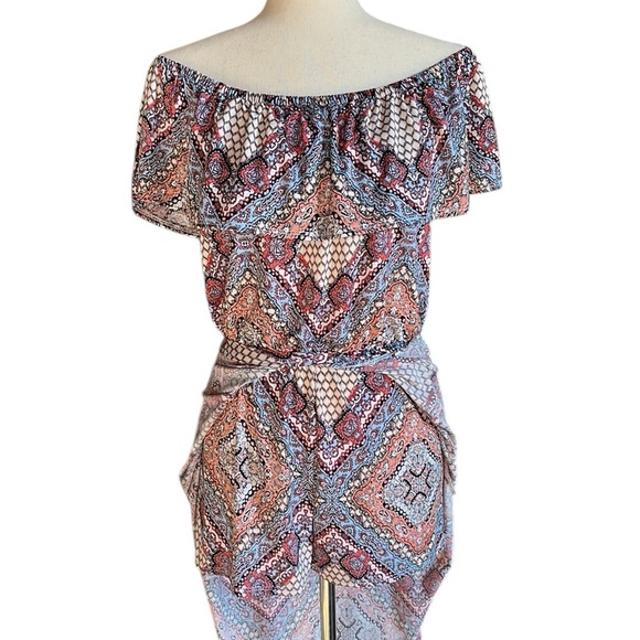 No Comment Geometric Maxi Romper With Ruffle Neckline - Picture 7 of 12